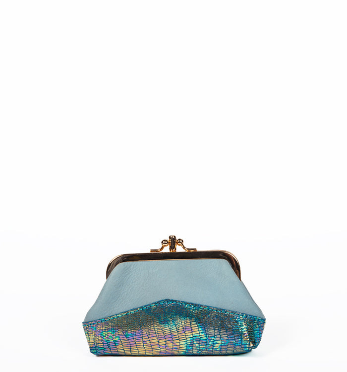 Antoinette Ameska Porte-Monnaie CAPRI Bleu Ciel/Lézard Bleu