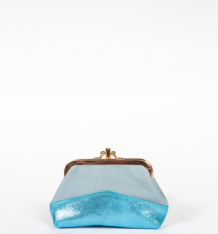 Antoinette Ameska Porte-Monnaie CAPRI Bleu Ciel/Paillette Bleu