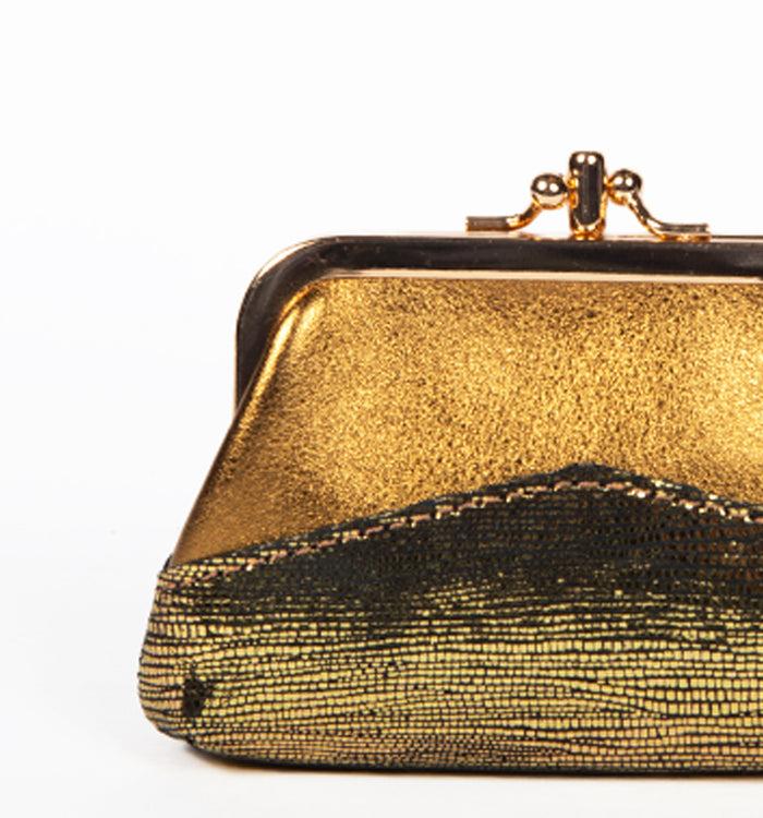Antoinette Ameska Porte-Monnaie CAPRI Bronze/Lézard Or