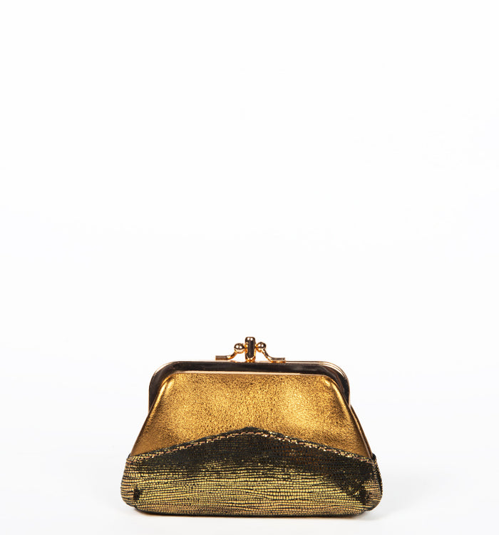 antoinette ameska Porte-Monnaie CAPRI Bronze/Lézard Or