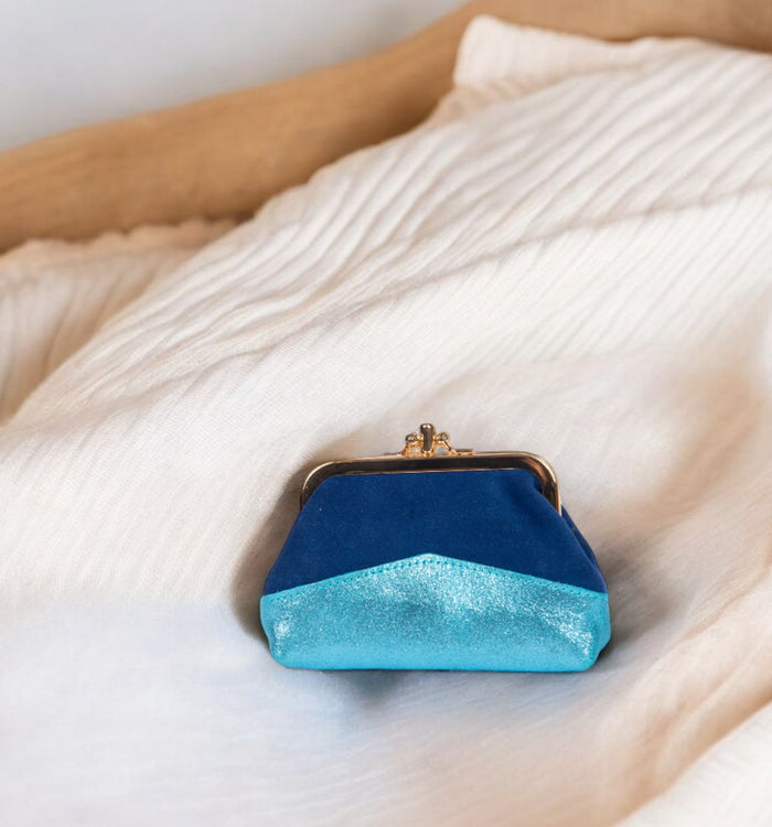 antoinette ameska Porte-Monnaie CAPRI Indigo/Paillette Ciel
