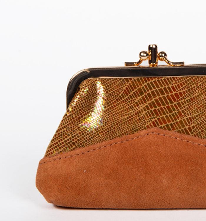Antoinette Ameska Porte-Monnaie CAPRI Lézard Holo/Camel