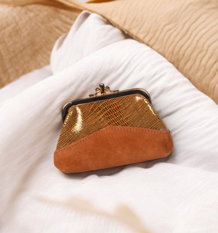 antoinette ameska Porte-Monnaie CAPRI Lézard Holo/Camel