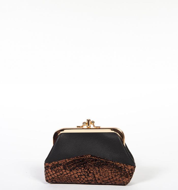Antoinette Ameska Porte-Monnaie CAPRI Noir/Craquelé Bronze
