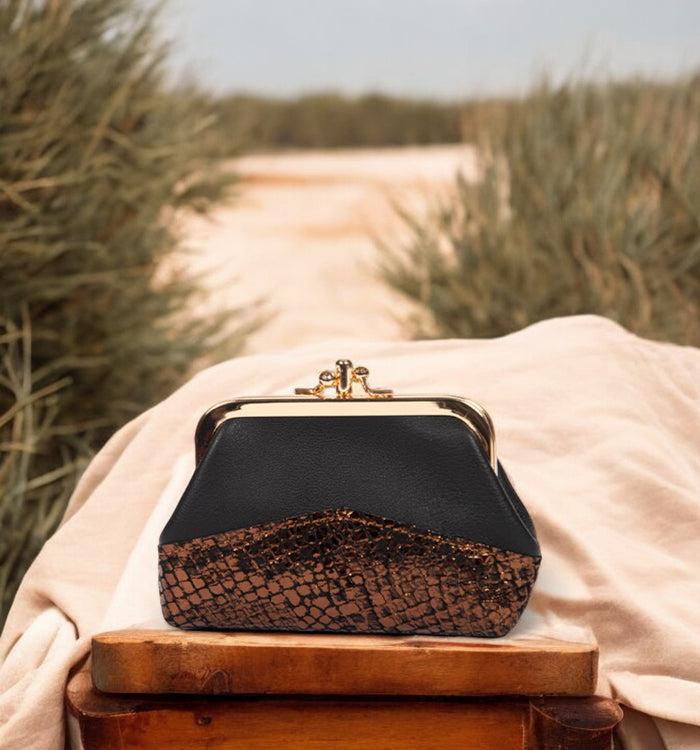 antoinette ameska Porte-Monnaie CAPRI Noir/Craquelé Bronze