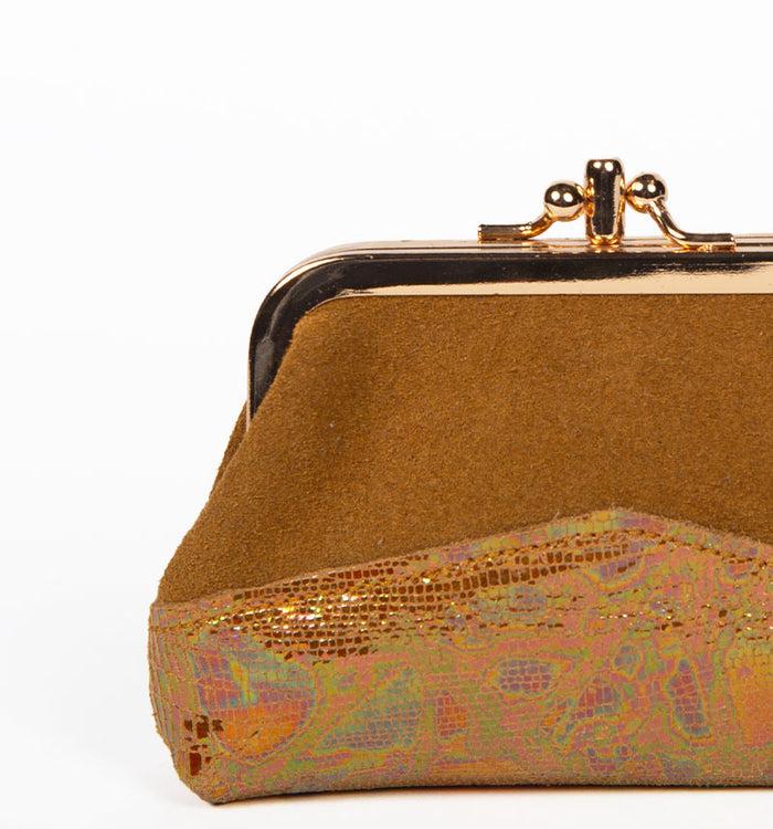 Antoinette Ameska Porte-Monnaie CAPRI Ocre/Lézard Hologramme