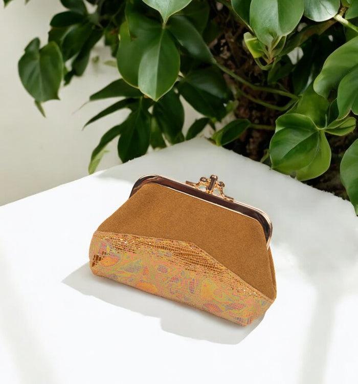 antoinette ameska Porte-Monnaie CAPRI Ocre/Lézard Hologramme