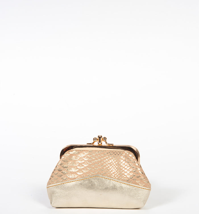 Antoinette Ameska Porte-Monnaie CAPRI Python Rose/Or