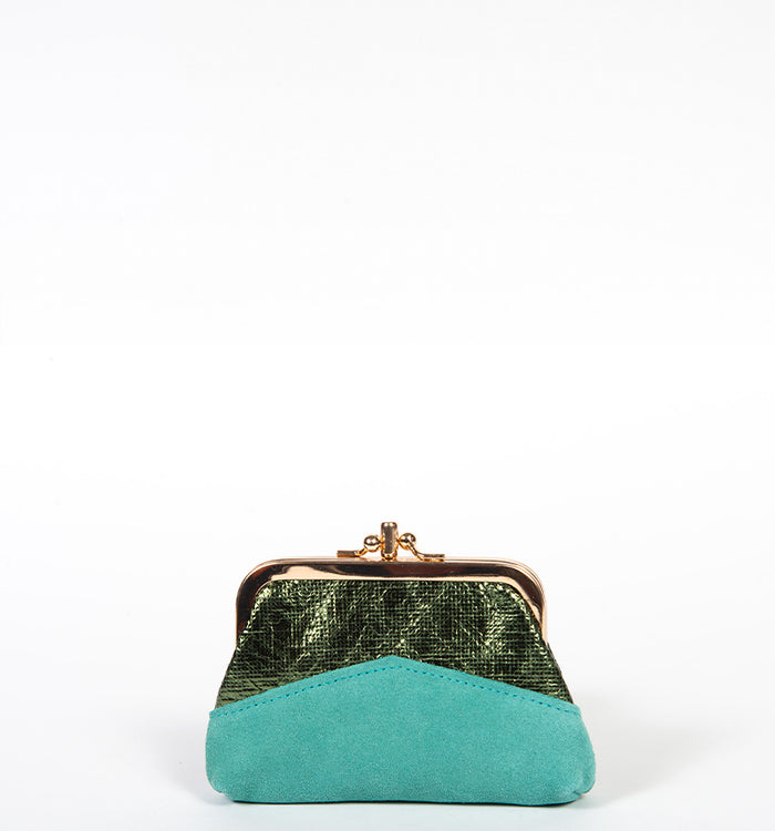 antoinette ameska Porte-Monnaie CAPRI Turquoise/Vert Craquelé