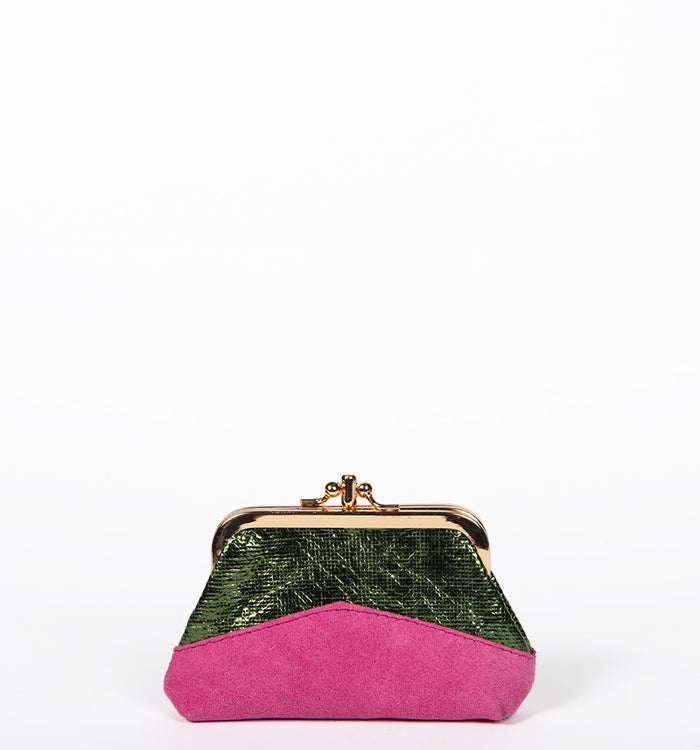 antoinette ameska Porte-Monnaie CAPRI Vert Craquelé/Fuchsia