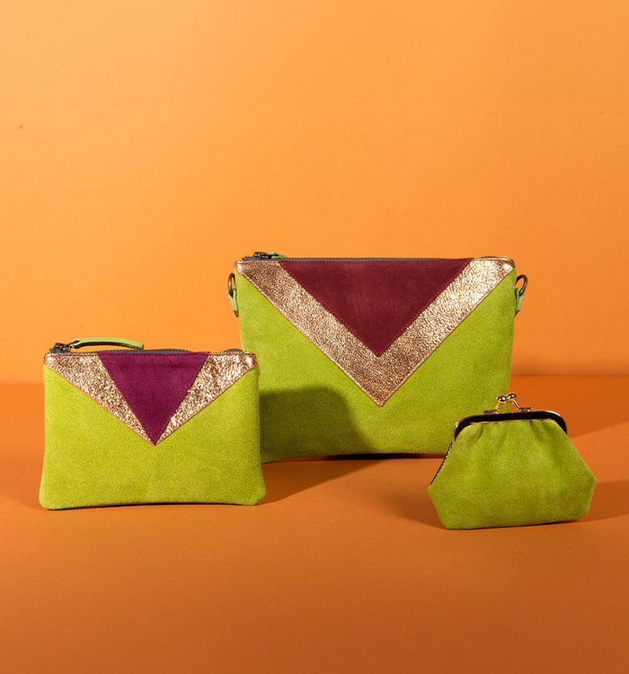 Antoinette Ameska Porte-Monnaie KHEOPS Vert Anis/Prune