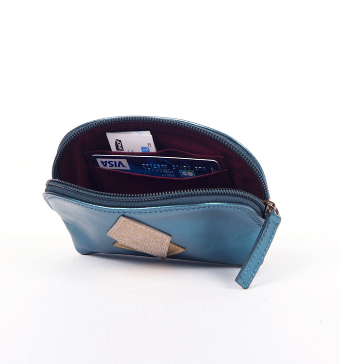 Antoinette Ameska Porte-Monnaie SICILE Bleu Indigo/Or