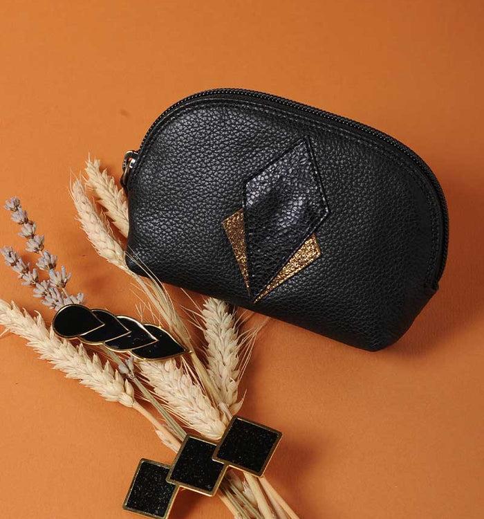 Antoinette Ameska Porte-Monnaie SICILE Bleu Navy/Craquelé Bleu