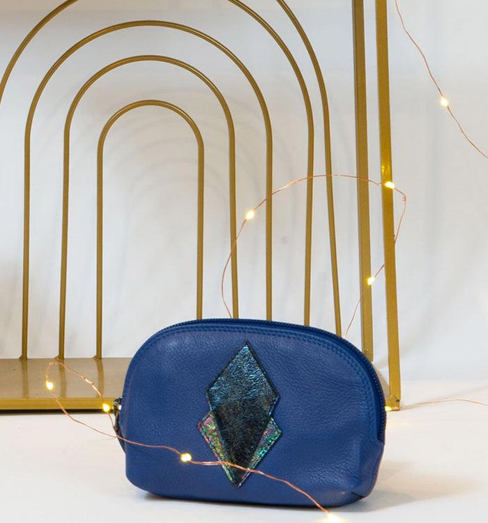 antoinette ameska Porte-Monnaie SICILE Bleu Navy/Craquelé Bleu