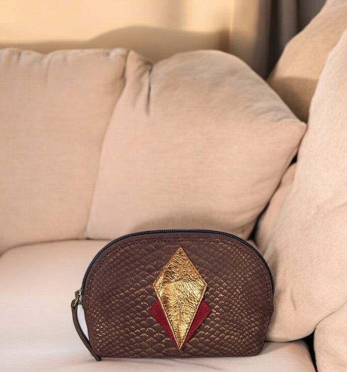 Antoinette Ameska Porte-Monnaie SICILE Bordeaux Python/Bronze Métal