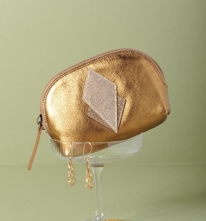 antoinette ameska Porte-Monnaie SICILE Bronze/Lézard Or