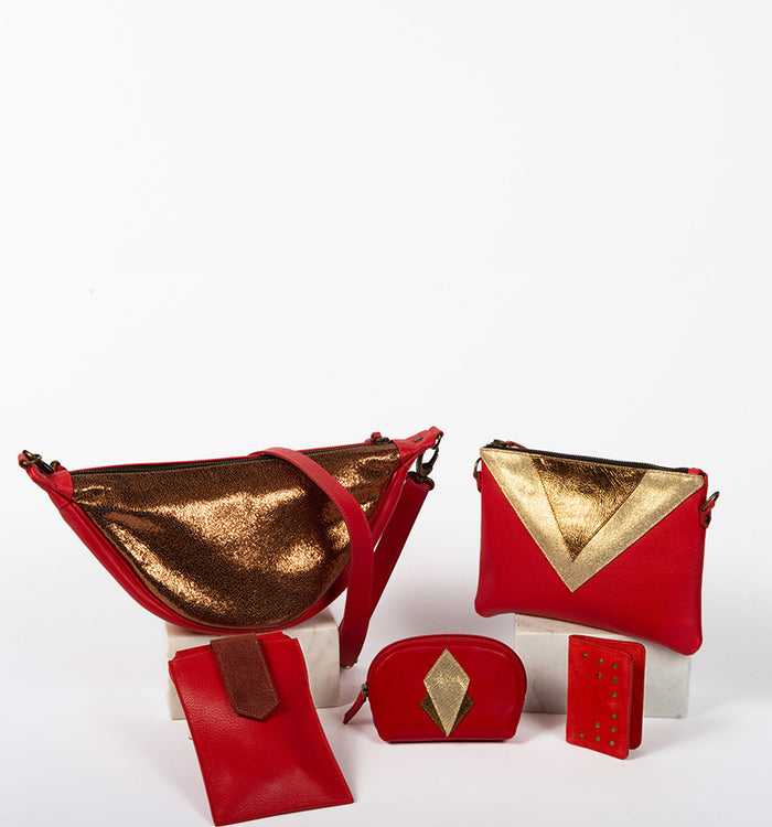 Antoinette Ameska Porte-Monnaie SICILE Corail/Lezard Or