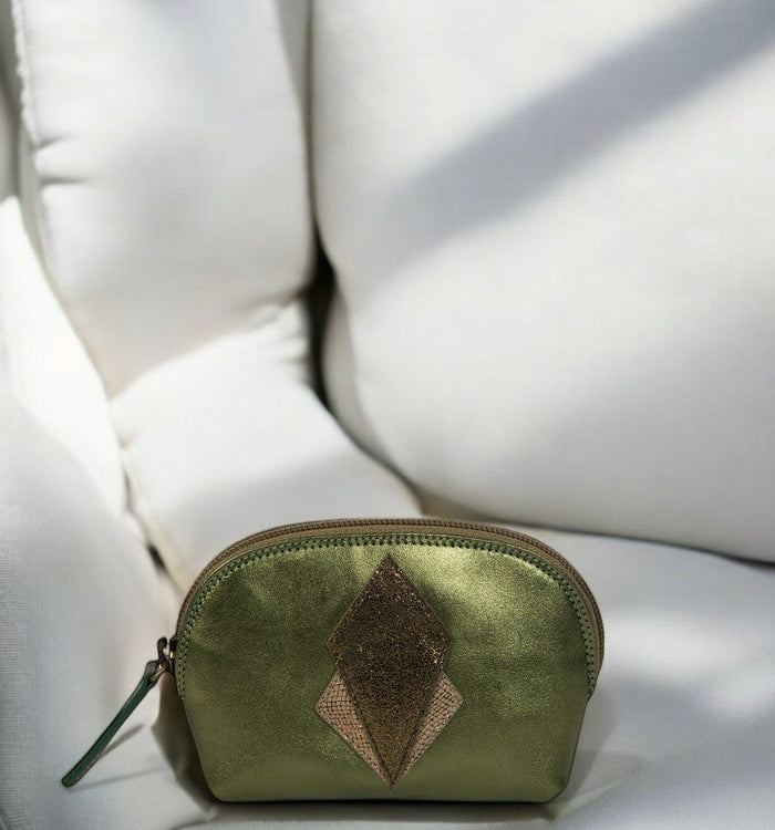 Antoinette Ameska Porte-Monnaie SICILE Métal Olive/Craquelé Bronze