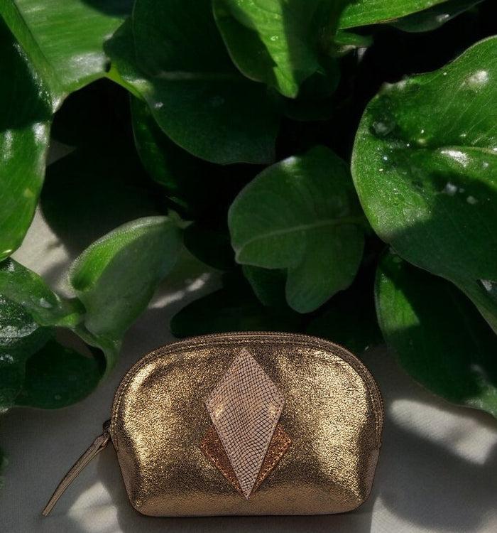 Antoinette Ameska Porte-Monnaie SICILE Paillette Kaki / Lézard Kaki