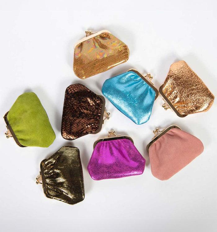 Antoinette Ameska Porte-Monnaie VITTORIA Bleu Métal Indigo/Bleu Ciel Métal