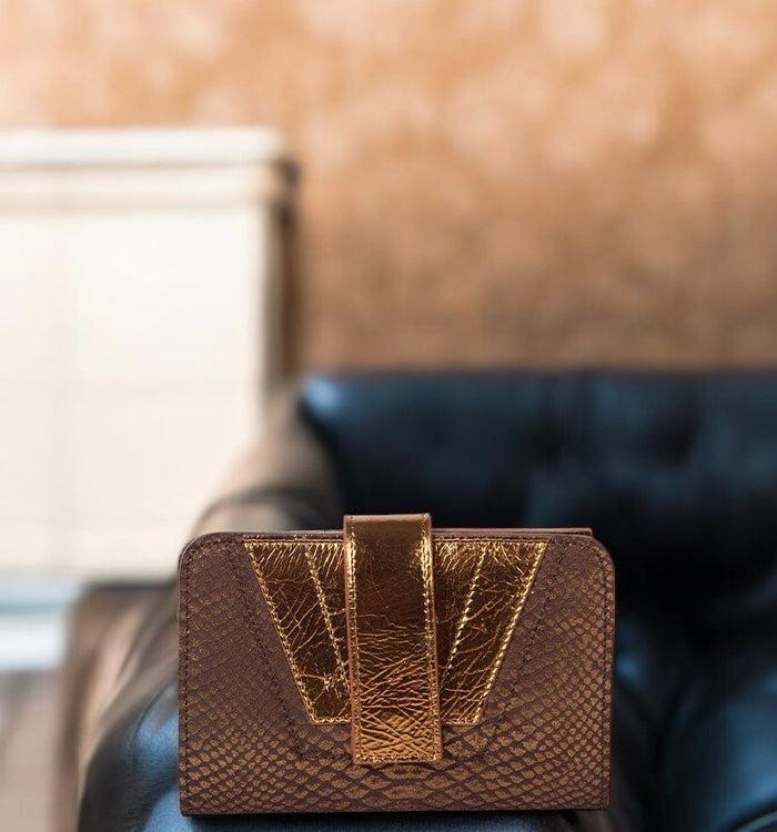 antoinette ameska Portefeuille TOKYO Bordeaux Python/Bronze