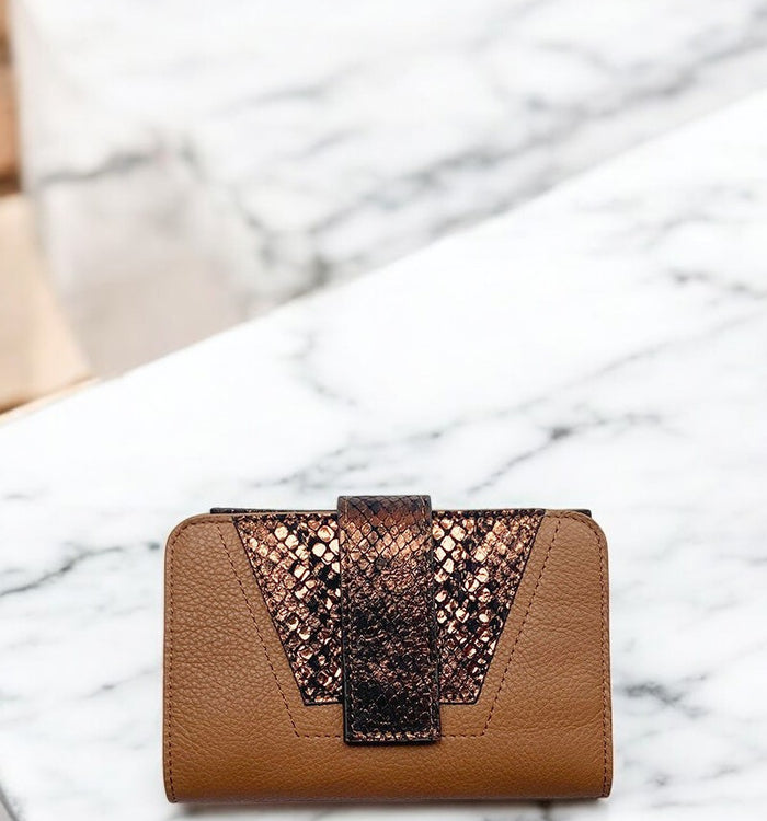 Antoinette Ameska Portefeuille TOKYO Caramel/Craquelé Bronze