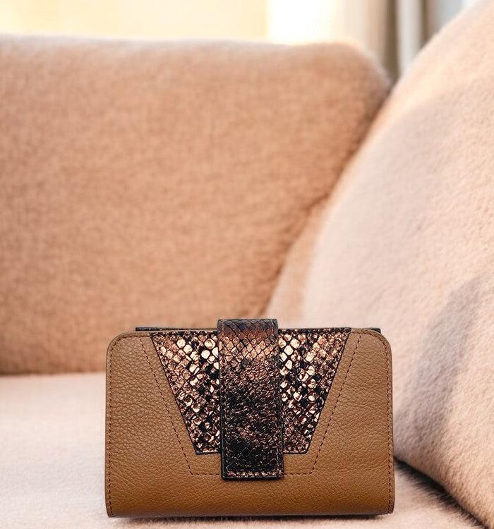 antoinette ameska Portefeuille TOKYO Caramel/Craquelé Bronze