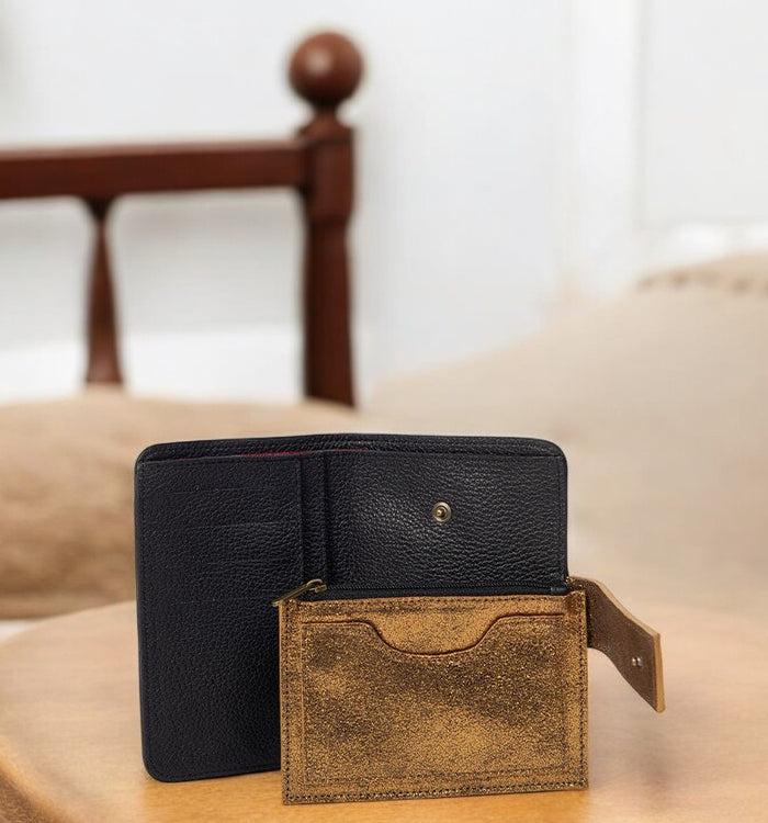 Antoinette Ameska Portefeuille TOKYO Noir/Paillette Cuivre