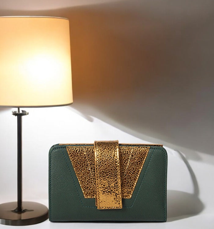 Antoinette Ameska Portefeuille TOKYO Vert Forêt/Bronze