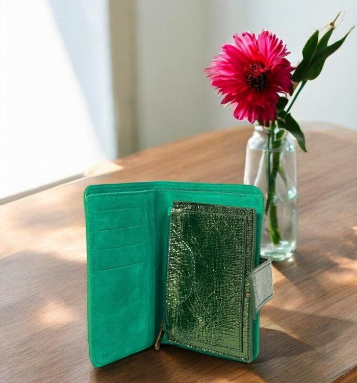 Antoinette Ameska Portefeuille TOKYO Vert/Paillette Vert