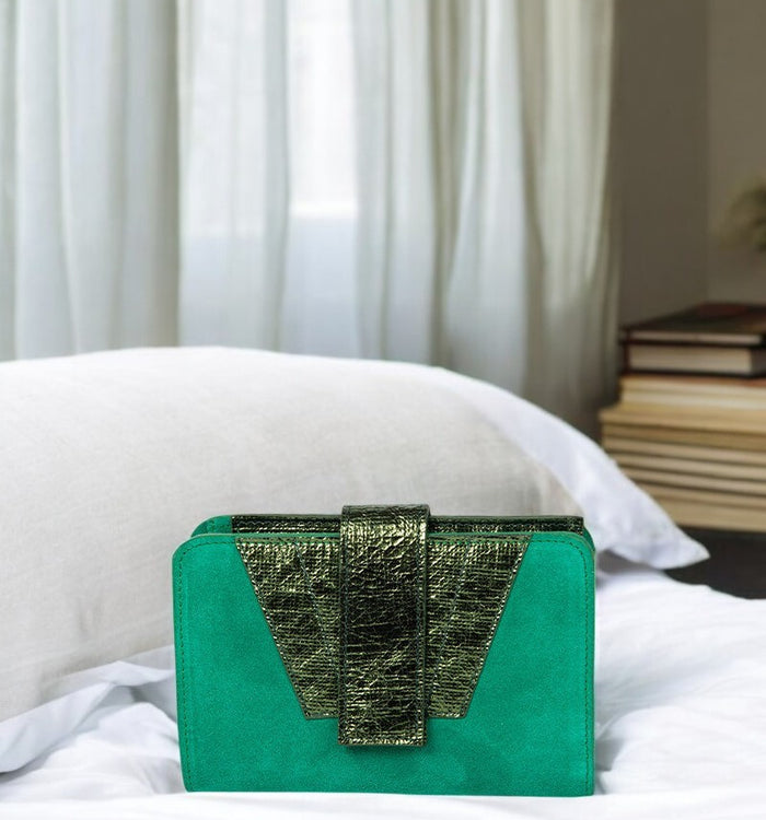 Antoinette Ameska Portefeuille TOKYO Vert/Paillette Vert