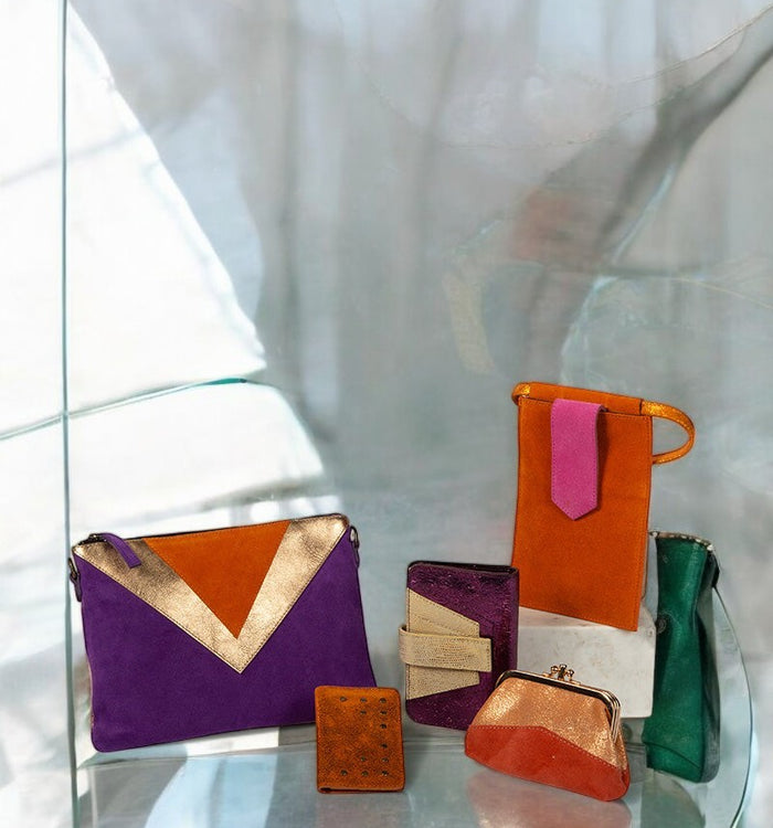 Antoinette Ameska Portefeuille TOKYO Violet Craquelé/Lézard