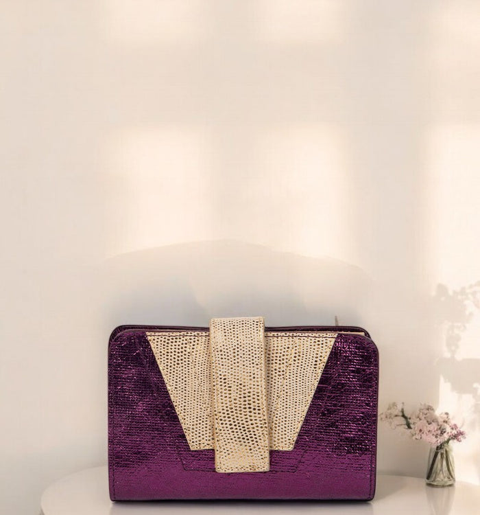 Antoinette Ameska Portefeuille TOKYO Violet Craquelé/Lézard