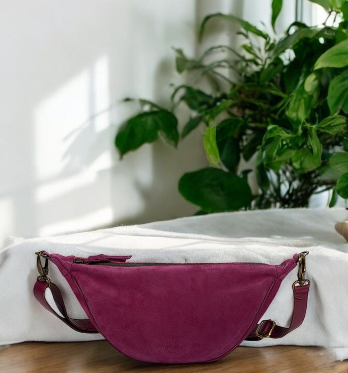 antoinette ameska Sac Banane PIANA Bordeaux/Lézard Ambre