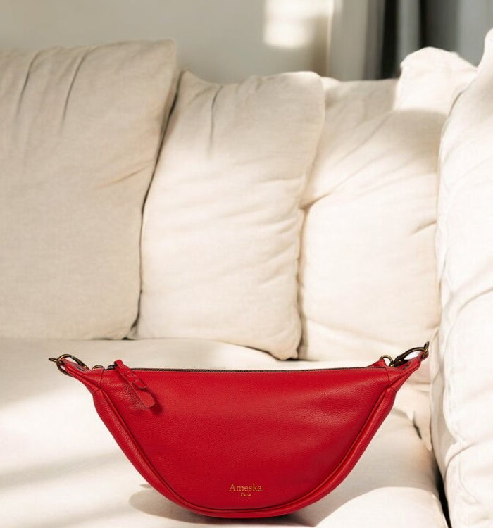 Antoinette Ameska Sac Banane PIANA Corail/Craquelé Bronze