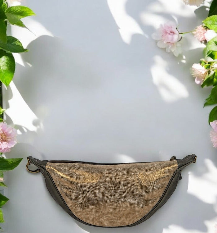 Antoinette Ameska Sac Banane PIANA Gris/Lézard Bronze