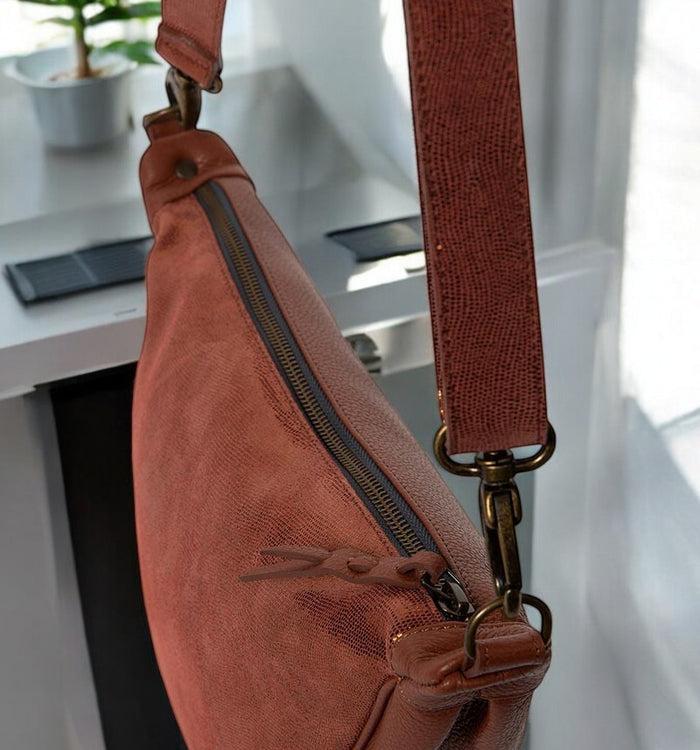 Antoinette Ameska Sac Banane PIANA Tabac/Lézard Rouille