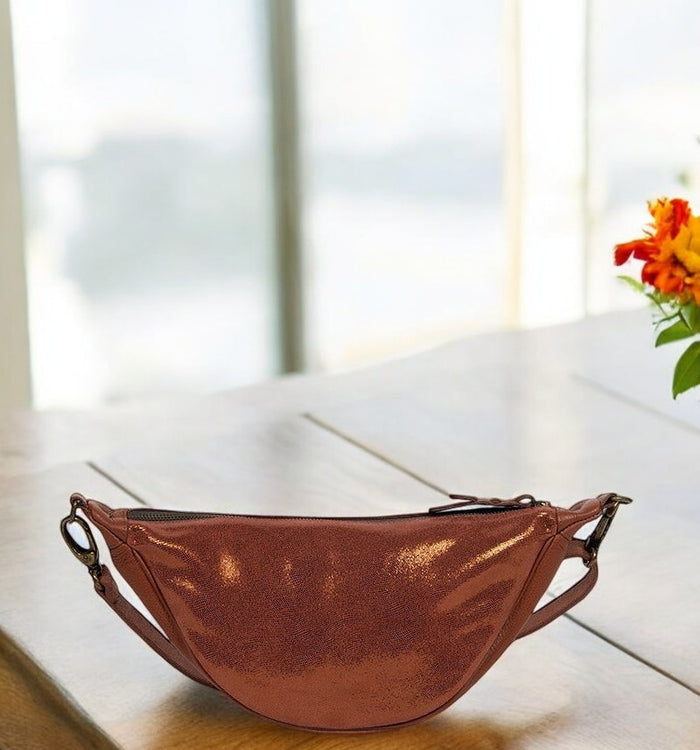 antoinette ameska Sac Banane PIANA Tabac/Lézard Rouille