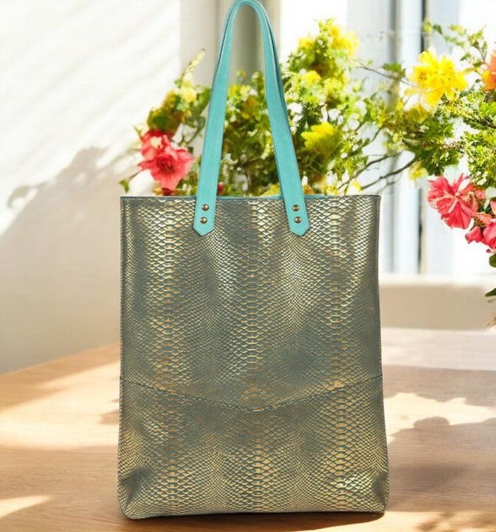 Antoinette Ameska Sac TIVOLI Python Sauge/Turquoise