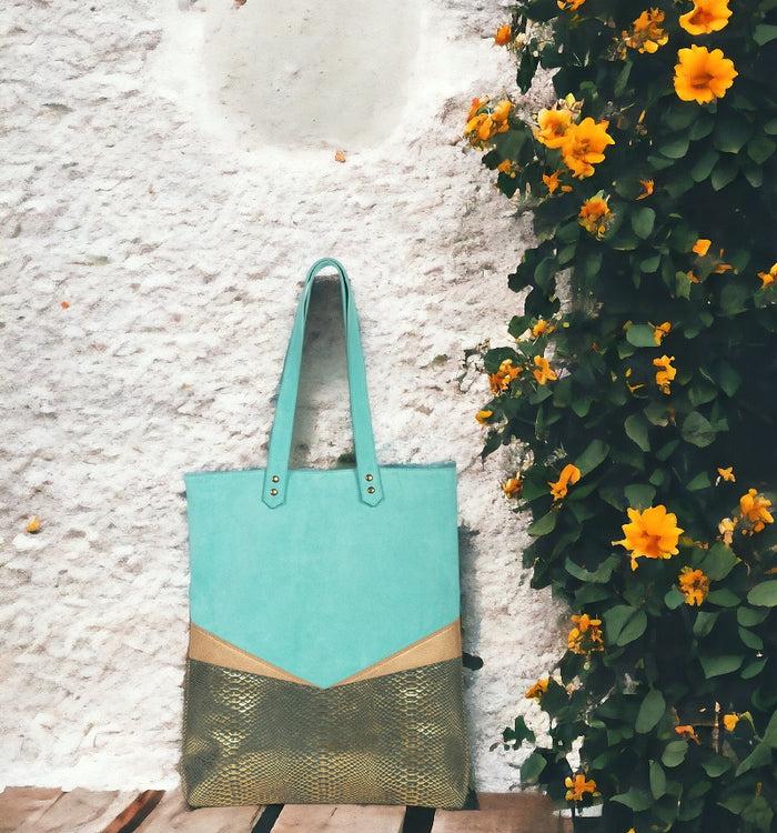 Antoinette Ameska Sac TIVOLI Python Sauge/Turquoise