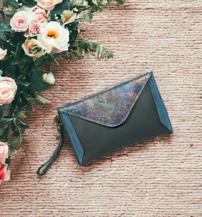 antoinette ameska Trousse TURIN Vert Forêt/Hologramme