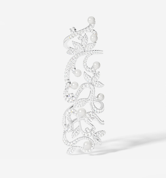 apm monaco Bague Articulée Fleurs avec Perles