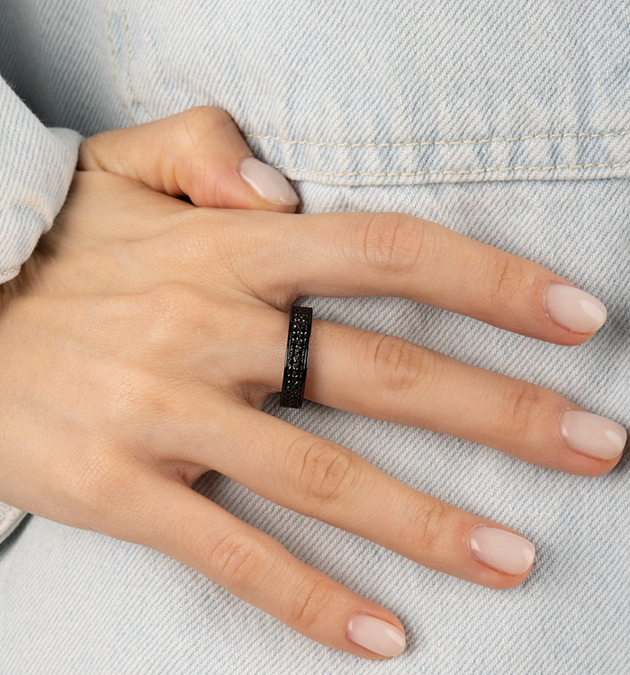 Apm Monaco Bague Bold Pavé Noire