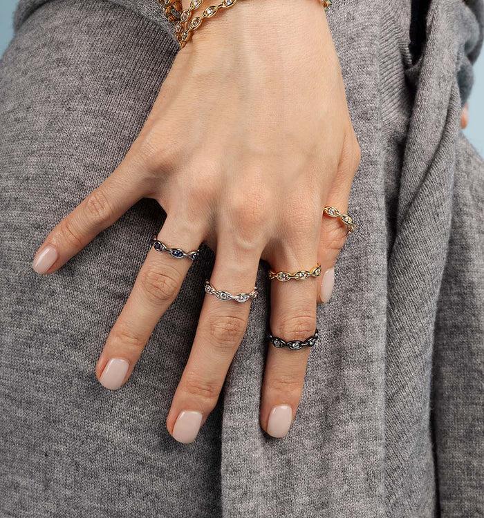 Apm Monaco Bague Chaîne Pavé