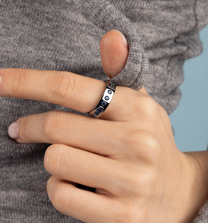 Apm Monaco Bague Code Morse Smile Bleue