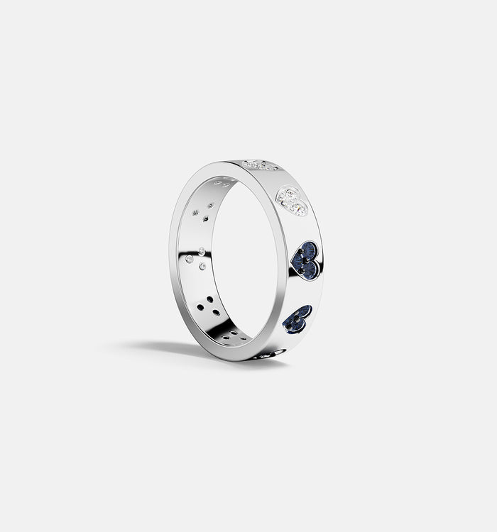 apm monaco Bague Cœur Bleu et Blanc