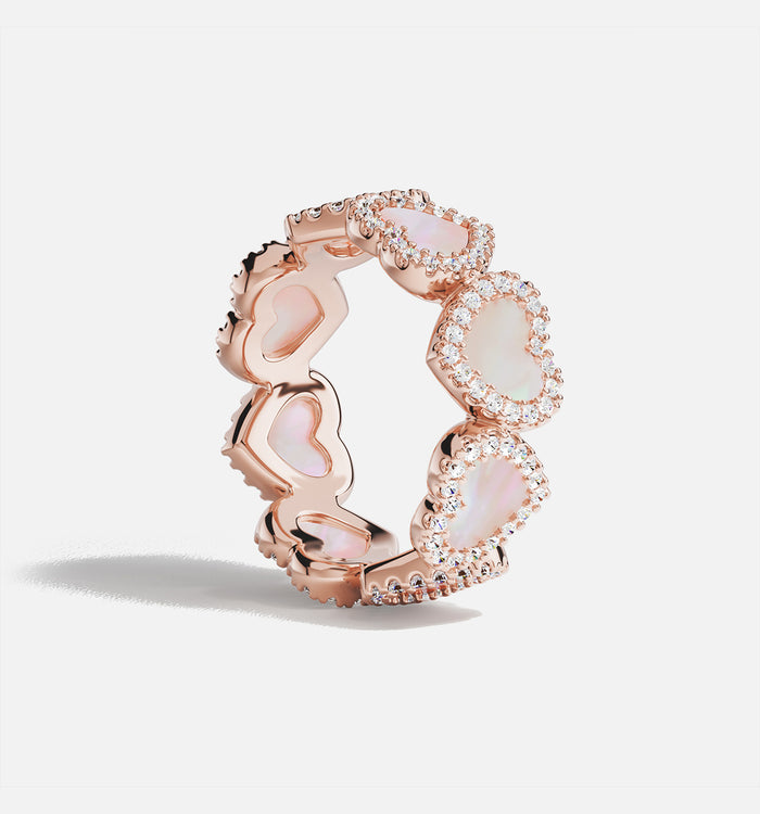 apm monaco Bague Cœurs en Nacre Rose