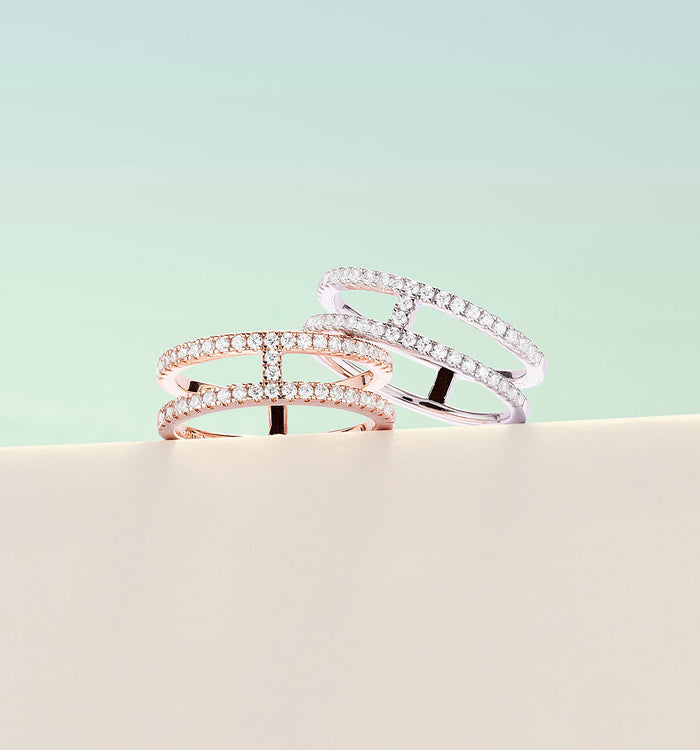 Apm Monaco Bague Double Ligne Pavé| APM Monaco