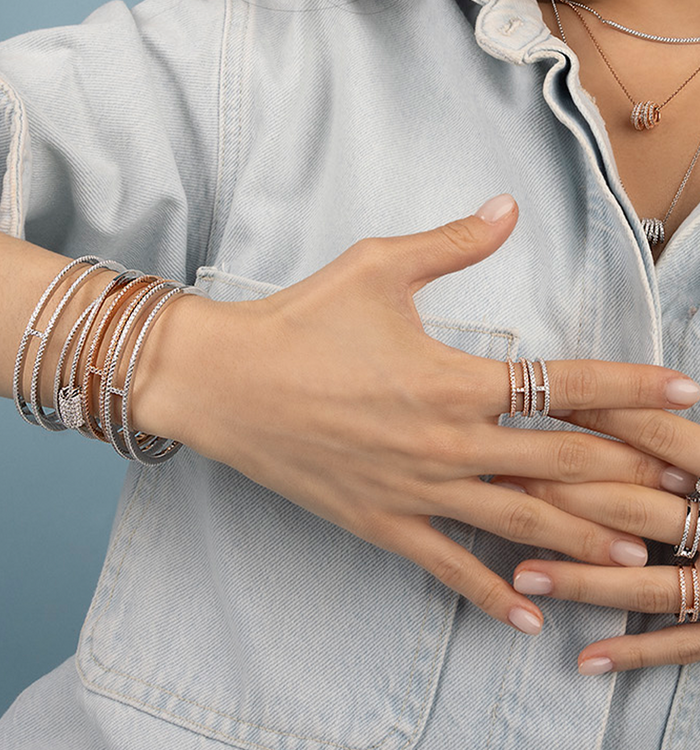 Apm Monaco Bague Double Ligne Pavé| APM Monaco