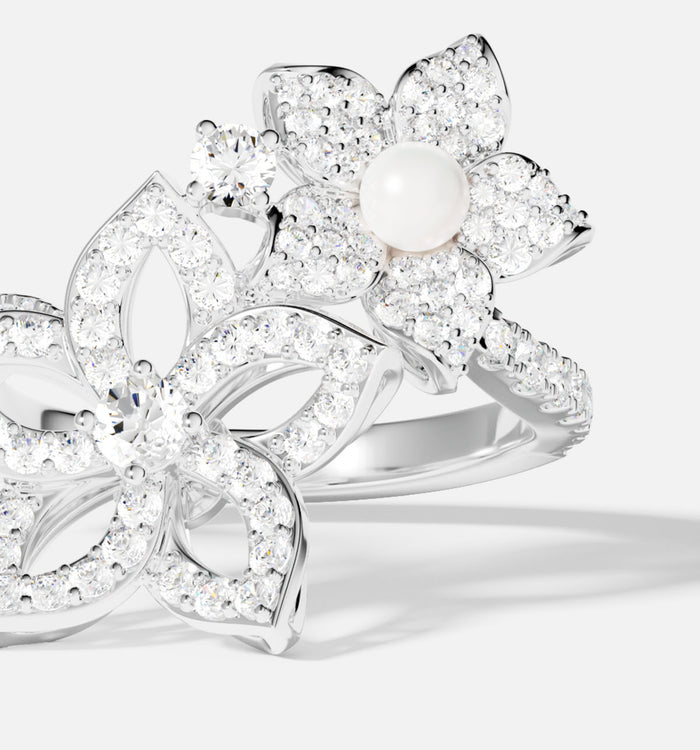 Apm Monaco Bague Fleur Avec Perle